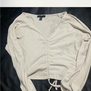 Forever 21 Cream Ruched Blouse
